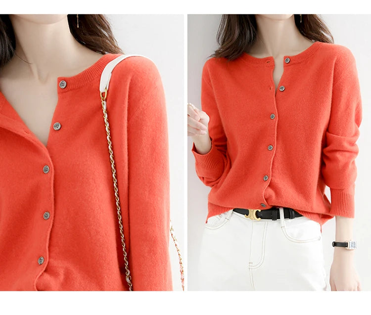Off-Season Knitted Open Cardigan – Women’s Loose Round Neck Outerwear | Large Size Sweater for Spring & Autumn