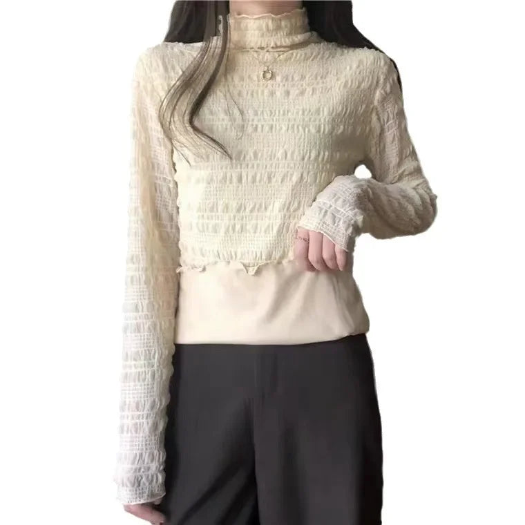 Women’s Half-High Neck Slim Fit Long Sleeve Top – Elegant Casual Thermal Bottoming Shirt
