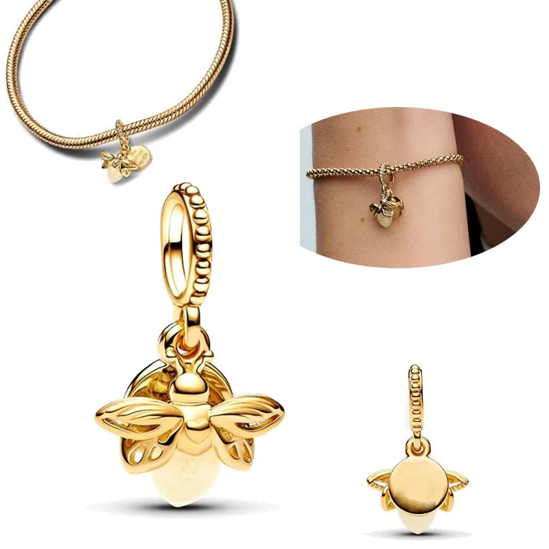 New 925 Sterling Silver Black & White Zircon Bee Butterfly Charms | Fit Original Bracelet Pendant DIY Women Jewelry Gift