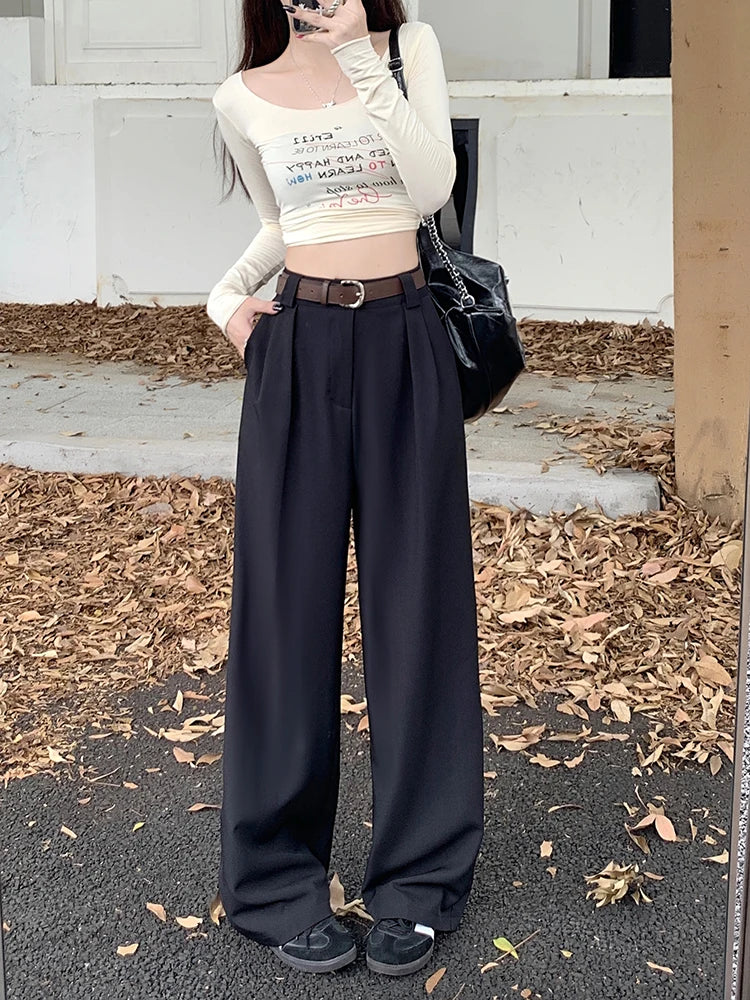 High Waist Loose Pants Women – Summer 2025 Retro Casual Drapey Versatile Trousers