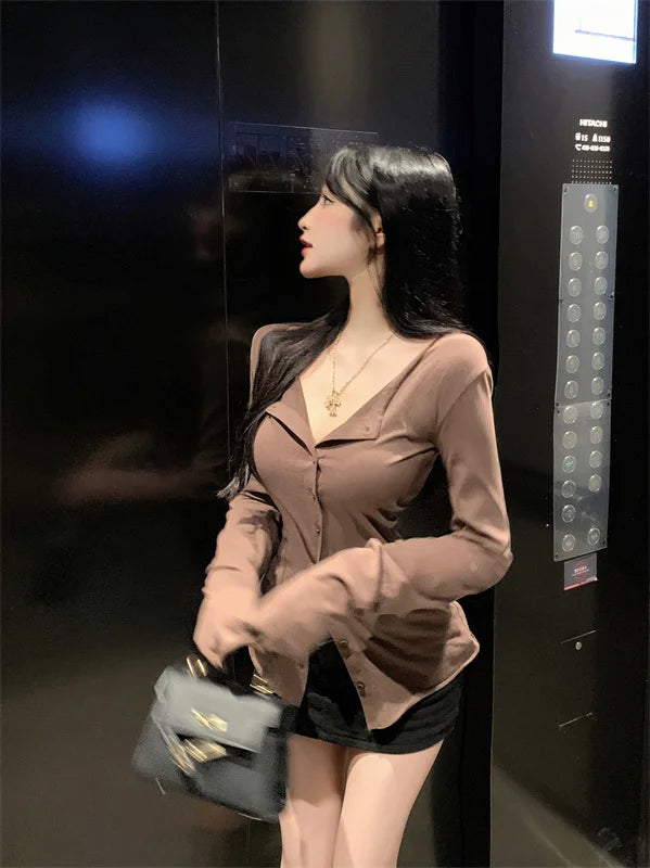 Women's Slimming Long Sleeve Cardigan | Korean Style Open Front Coat | Autumn Fashion Casual Outerwear