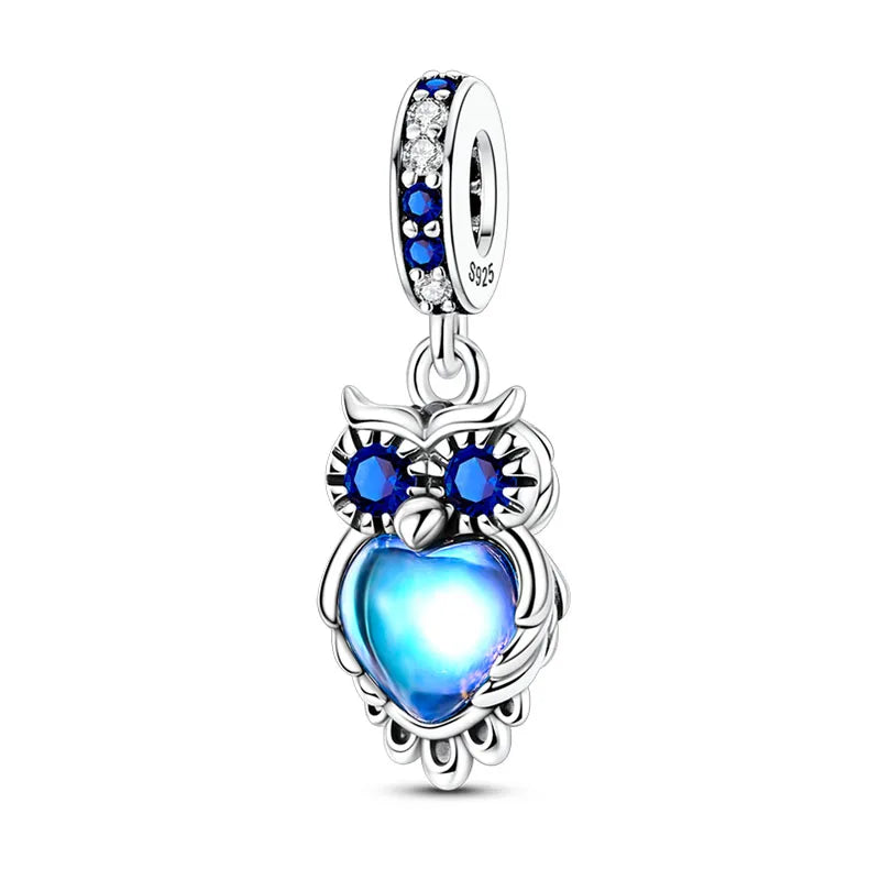 100% 925 Sterling Silver Teddy Bear, Kitten, Puppy & Elephant Luminous Firefly Charms | Sweet Beads Fit Pandora Bracelet Fine Jewelry