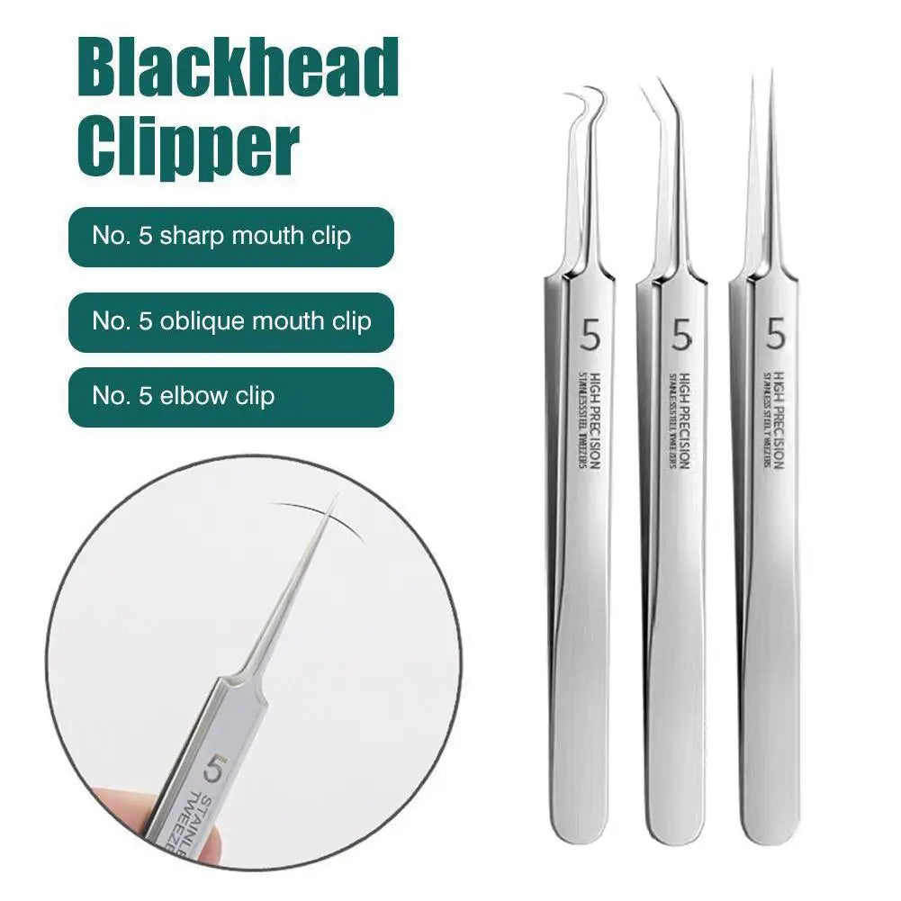 German Ultra-Fine No.5 Blackhead & Pimple Clip Tweezers – Professional Acne Needle Tool