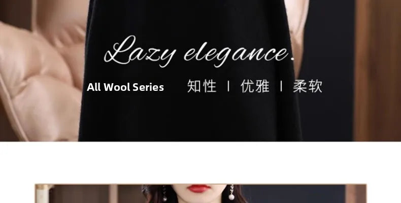 Women’s Mid-Length Knitted Wool Dress – High Collar Long Sleeve Casual Autumn Commute Dress for Ladies