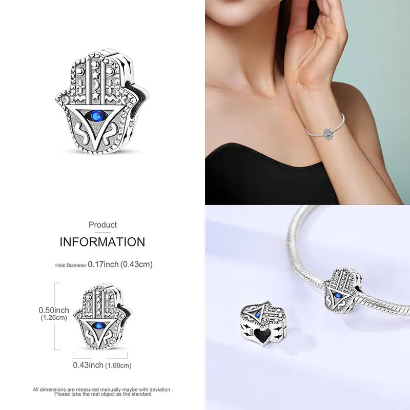 925 Sterling Silver Blue Zircon Evil Eye Charm | Original Devil Eye Series Bead Fits Pandora Bracelet – Women’s DIY Jewelry Gift