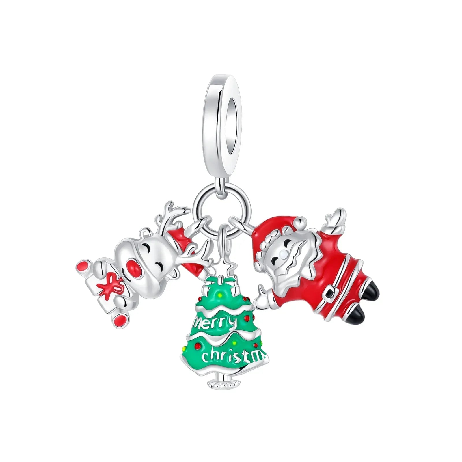 Christmas 925 Sterling Silver Charms | Santa Claus Reindeer Snowman Tree Beads Fit Original Bracelet