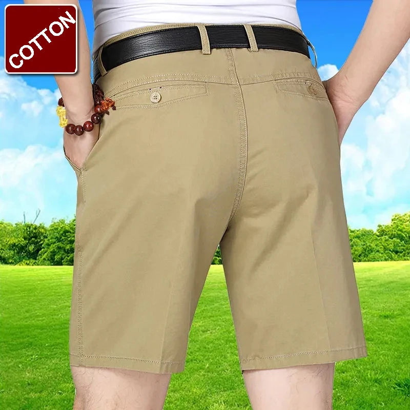 Classic Cotton Bermuda Shorts | Knee-Length Comfortable Board Shorts for Outdoor & Beach | Black & KhakiClassic Cotton Bermuda Shorts | Knee-Length Comfortable Board Shorts for Outdoor & Beach | Black & Khaki