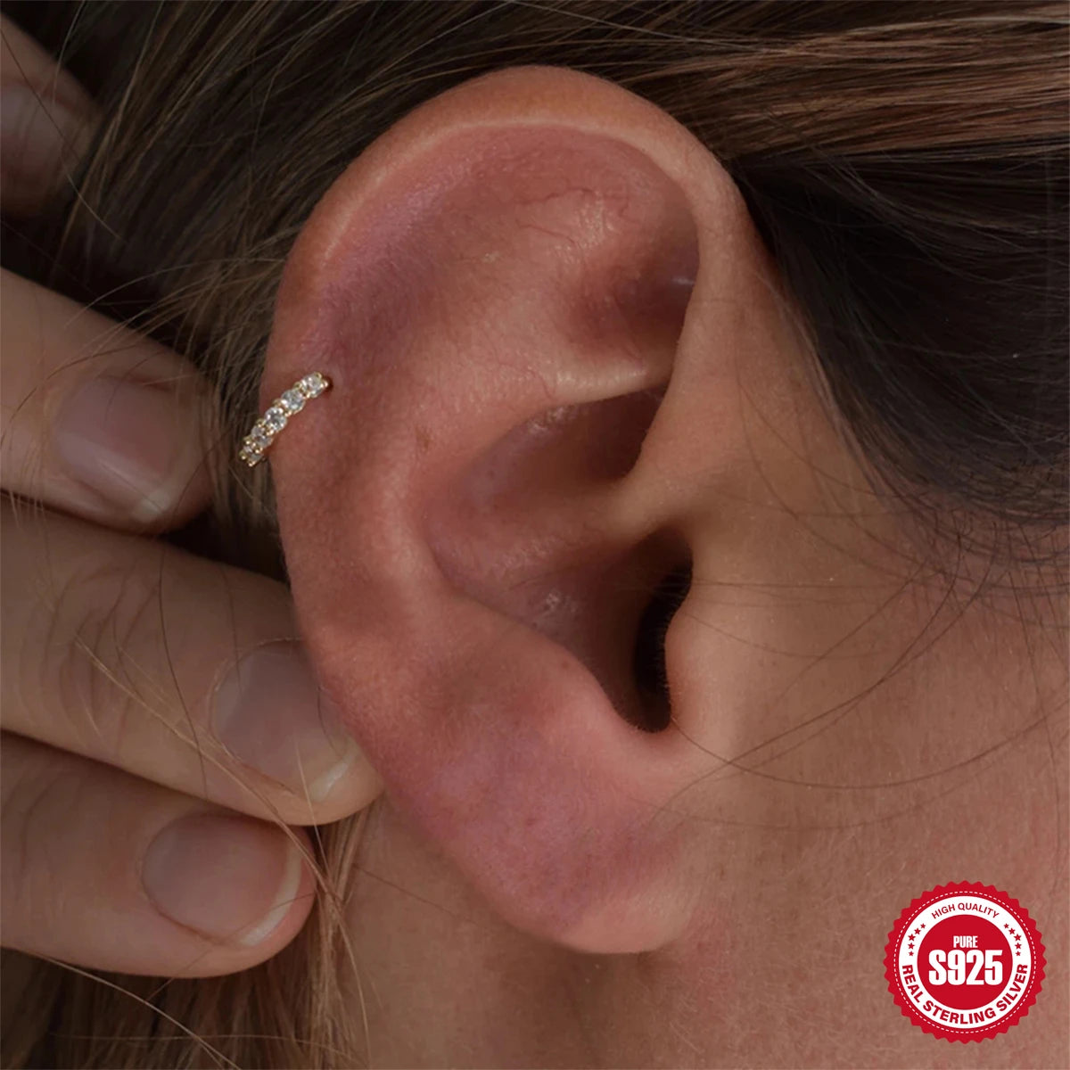 Aide 925 Sterling Silver Geometric Multi Piercing Stud Earrings for Women – K Gold Tassel Elegant Jewelry Gift