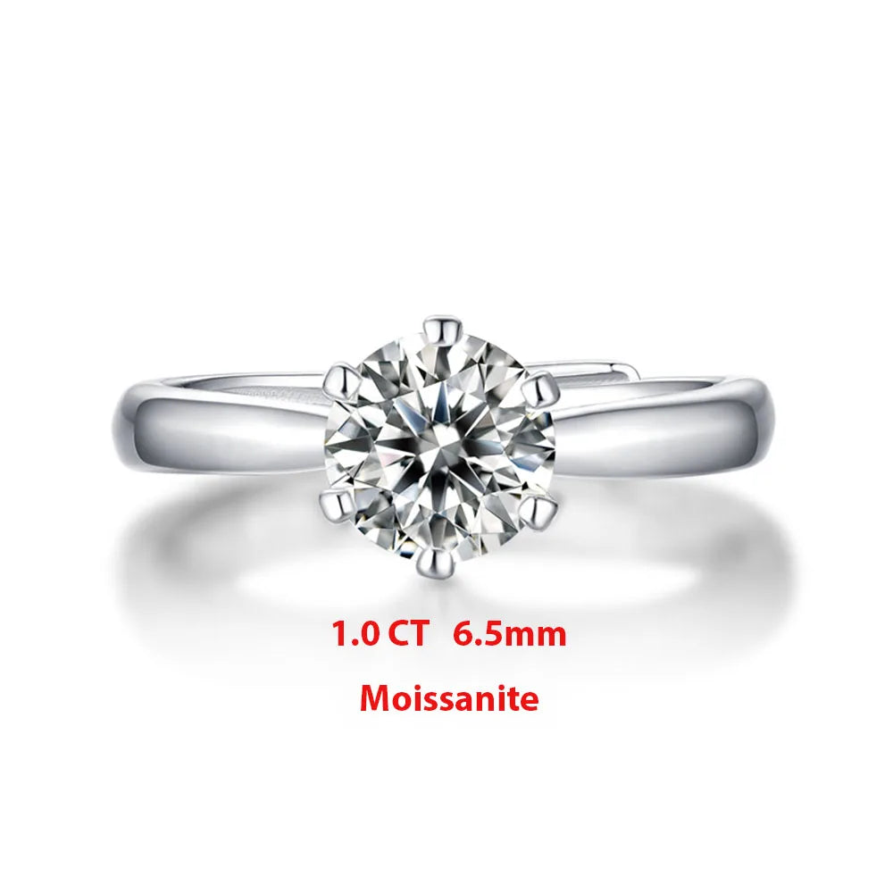 1ct D Color Moissanite Engagement Ring 925 Sterling Silver Gold Plated Solitaire Ring
