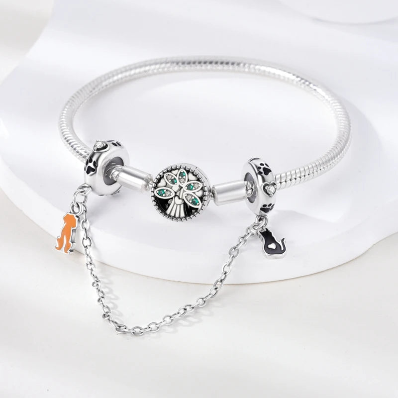 Star Moon & Evil Eye Chain Charm 🌙💙 925 Silver Bracelet Bead Women