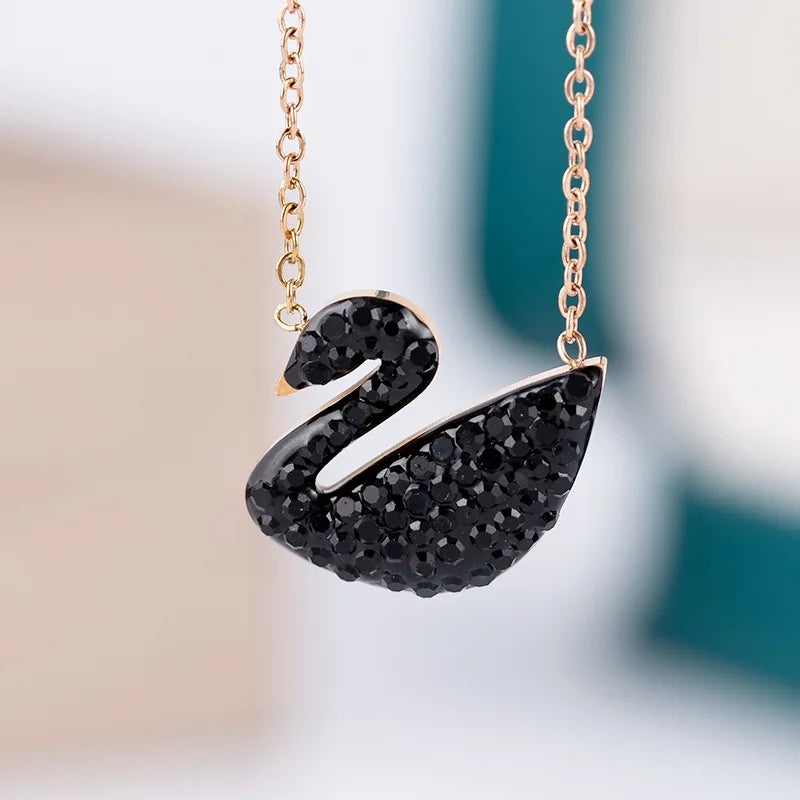 Black Swan Titanium Steel Necklace for Women | Elegant Adjustable Love Pendant Anniversary Gift
