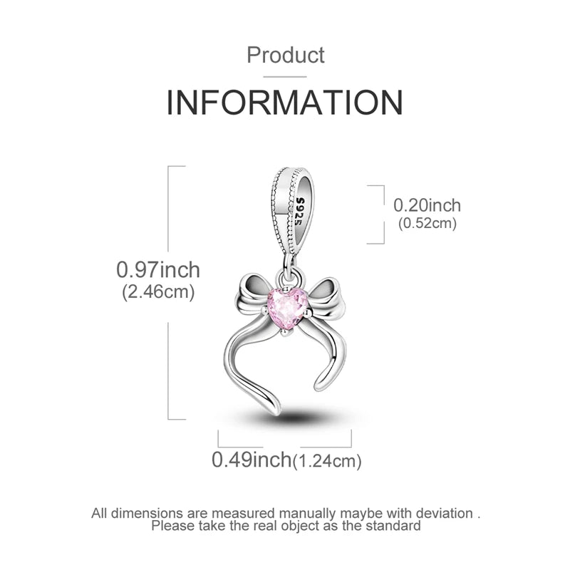 925 Sterling Silver Golden Charms Bow Cross Earth Passport Dangle | Fits Original Bracelet DIY Jewelry Gift for Women