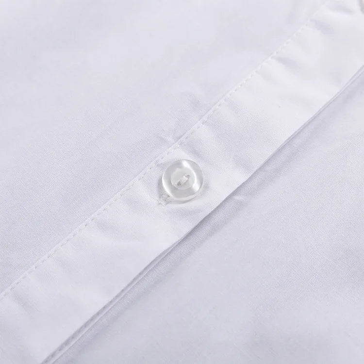 Zadily Autumn 2025 Women’s Oversized White Long Shirt – Minimalist Patchwork Button-Up Work Blouse