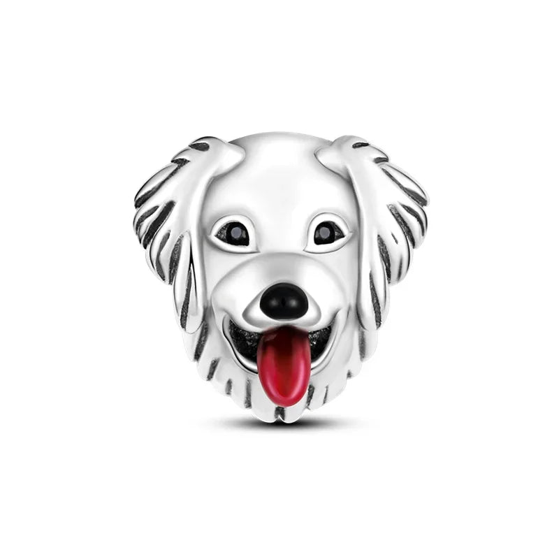 925 Sterling Silver Pink Cat & Dog Paw Charm Bead | Animal Claw Bone Beads for 925 Bracelet DIY Jewelry Gift