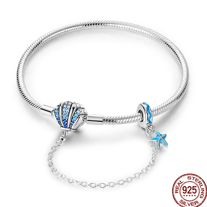 925 Sterling Silver Rainbow Leather Braided Bracelet | Eternal Love Stars & Moon Charm – DIY Women’s Beaded Jewelry Gift