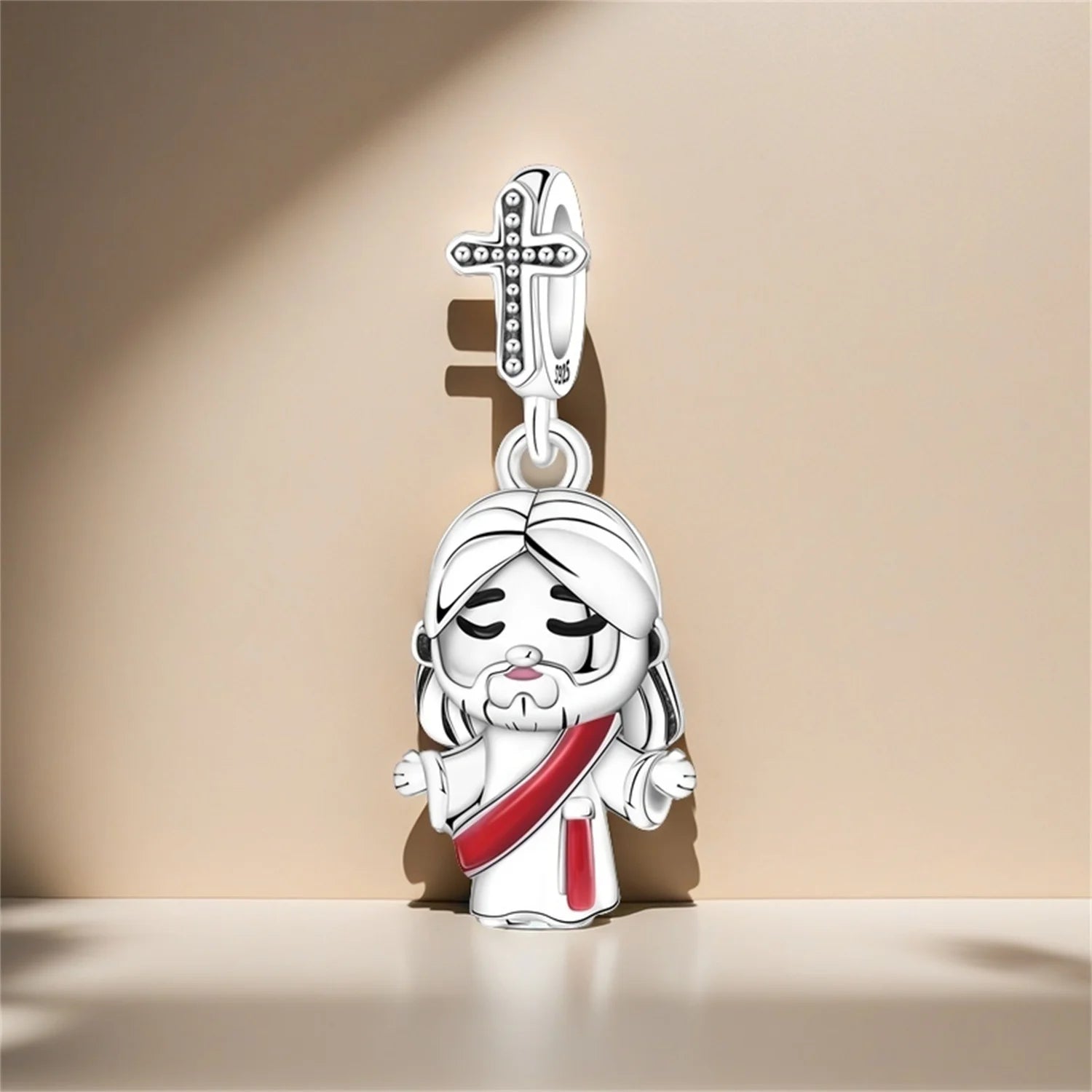 925 Sterling Silver Jesus Religious Symbol Charm Bead | Faith Pendant for Original Bracelet DIY Jewelry Gift