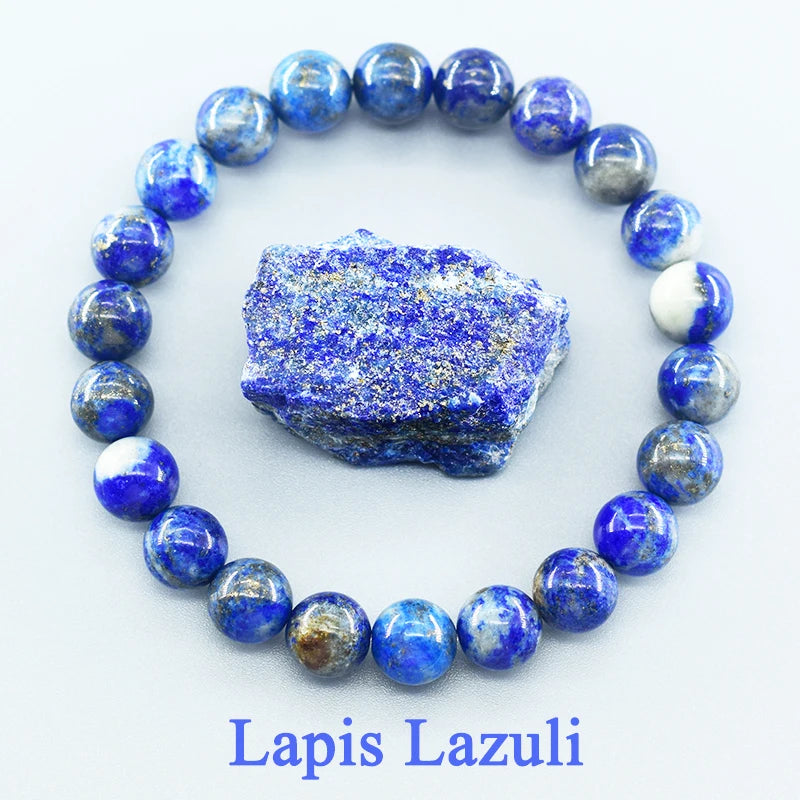 Real 5A Natural Lapis Lazuli Stone Beads Bracelet | Elastic Energy Healing Jewelry for Men & Women