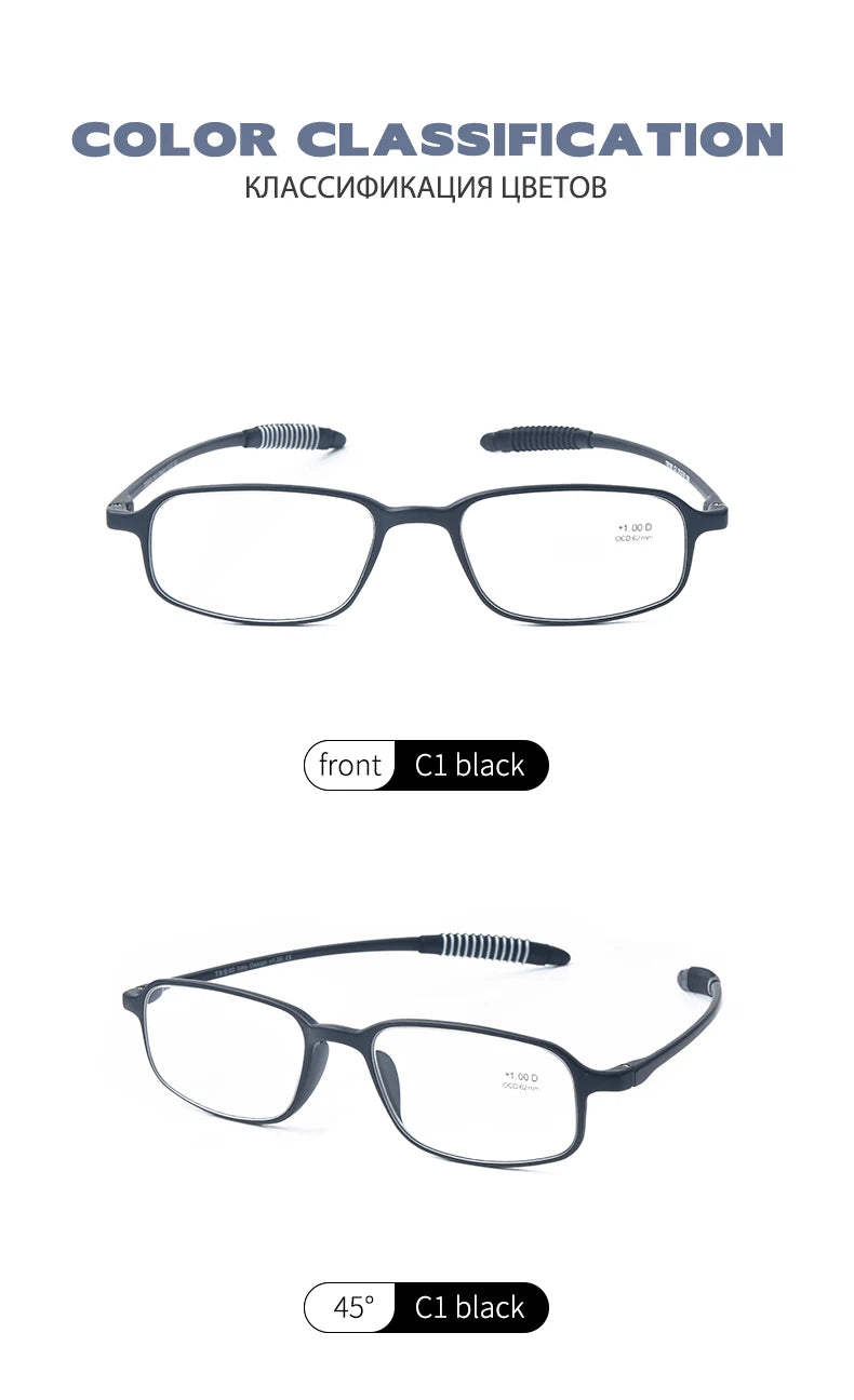 GUANHAO Unisex Reading Glasses 👓 Clear TR90 Frame – Presbyopia 1.0