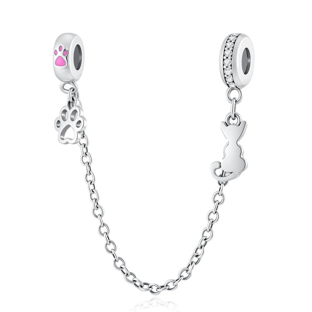 925 Sterling Silver Butterfly, Moon & Life Tree Safety Chain | Fits Original Bracelet DIY Jewelry Accessory