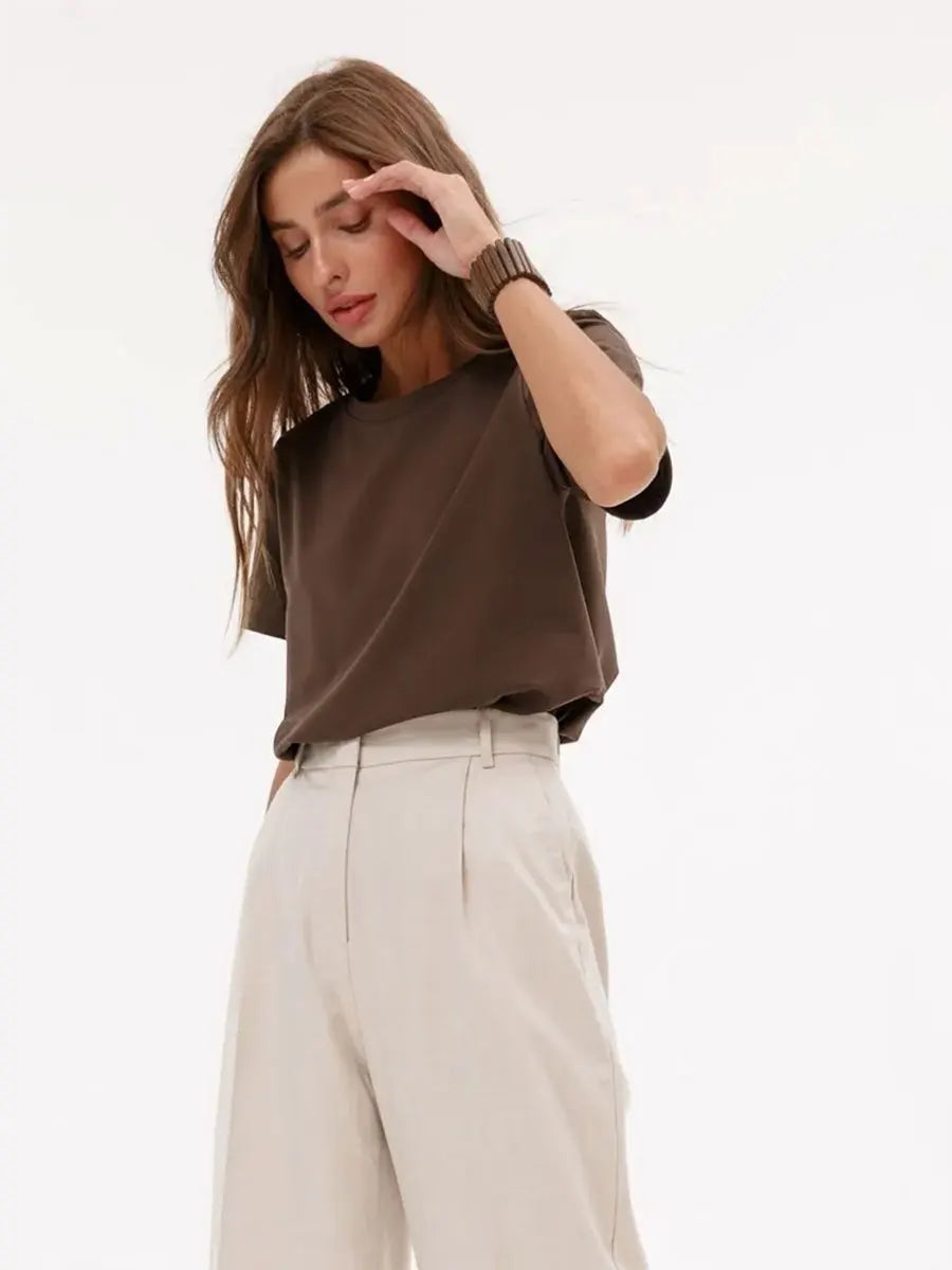 Bornladies Women’s Summer Cotton T-Shirt | Basic Solid Short Sleeve Loose Top | Fashionable Bottoming Shirt