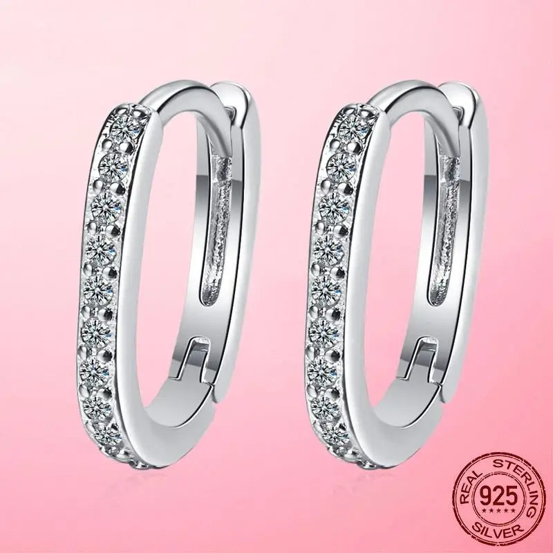 925 Sterling Silver Clear CZ Heart Geometric Hoop Earrings – Women’s Wedding & Engagement Fine Jewelry Gift