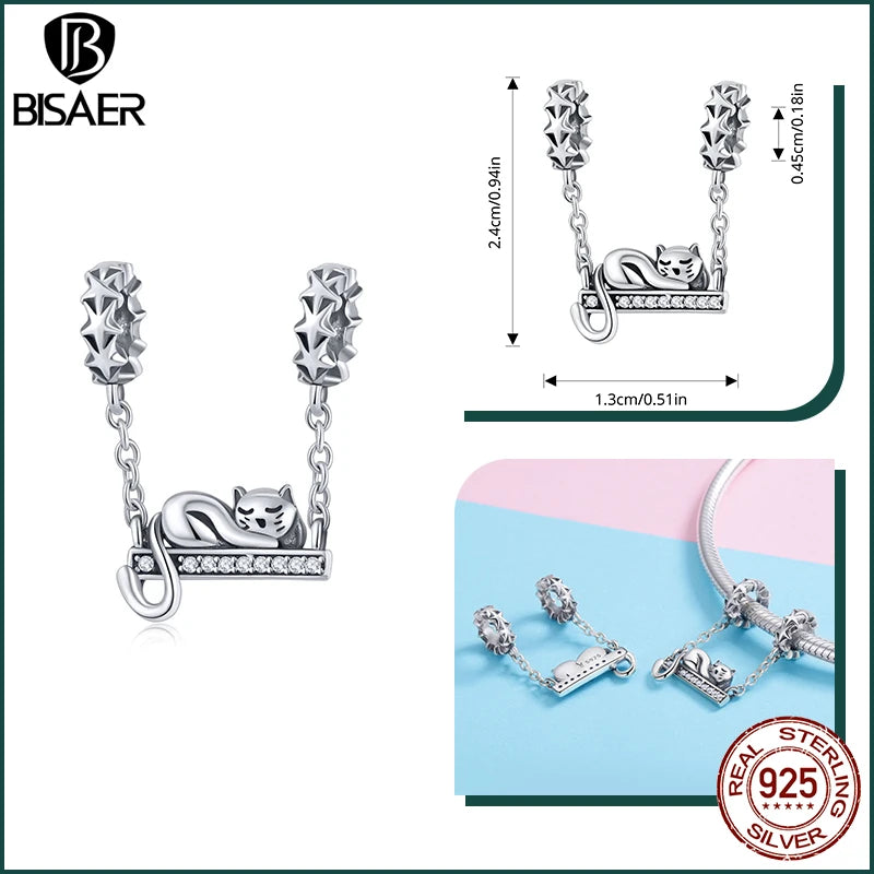 BISAER 925 Sterling Silver Dog Charm | Cute Dachshund Pet Bead Pendant for Women’s DIY Bracelet Jewelry