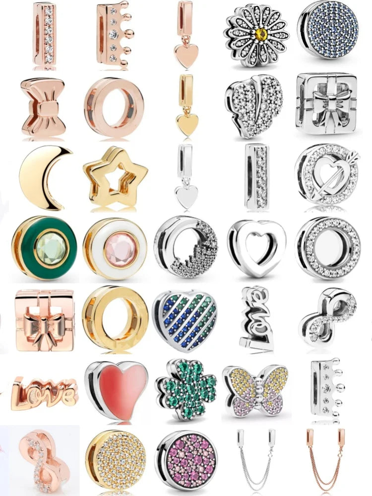 925 Sterling Silver Butterfly Daisy Moon Flat Light Clip | Fit European Original Bracelet DIY Women’s Exquisite Jewelry