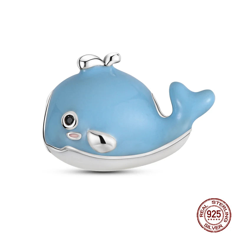 Blue Ocean Series 925 Sterling Silver Turtle Crab Mermaid Charms for 3mm Bracelet