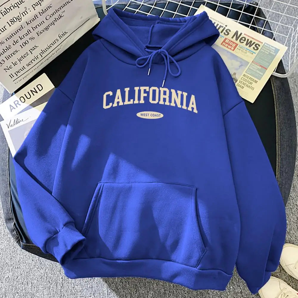 California West Coast Women’s Hoodie | Hip Hop Streetwear Fleece Pullover with Pocket | Comfortable Casual Sweatshirt