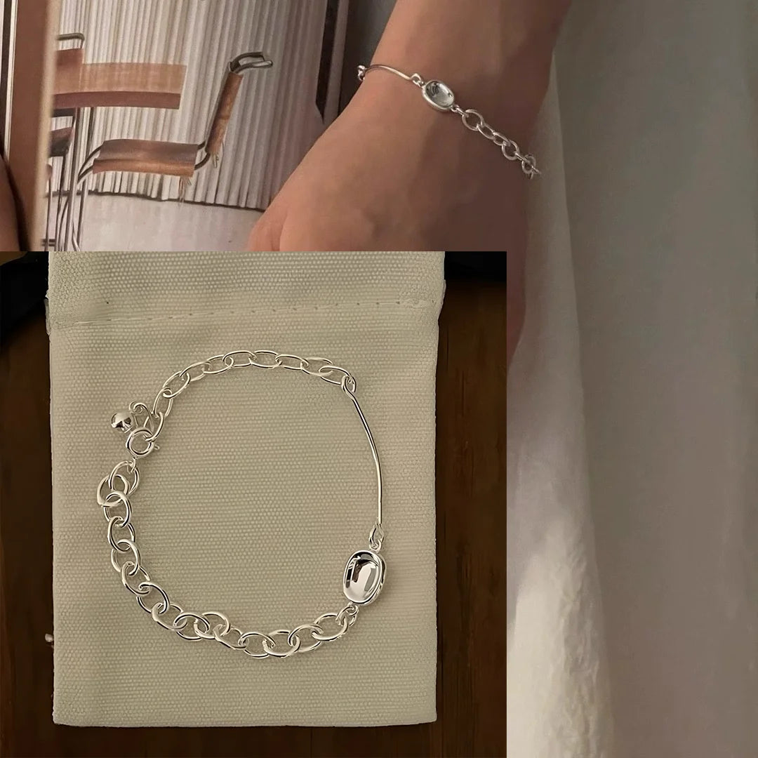 925 Sterling Silver Crushed Silver Bracelet – Irregular Jewelry for Women & Girls