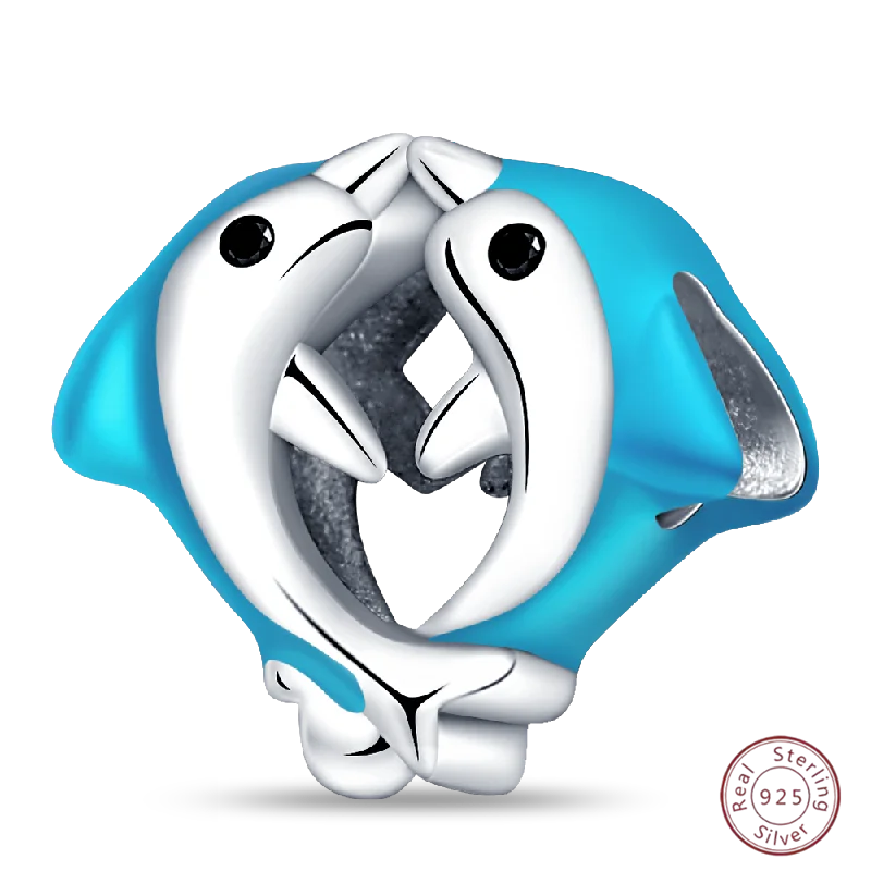 925 Sterling Silver Blue Zircon Ocean Shell Beaded Pendant | Fit Original 3mm Bracelet Women’s Fine Jewelry