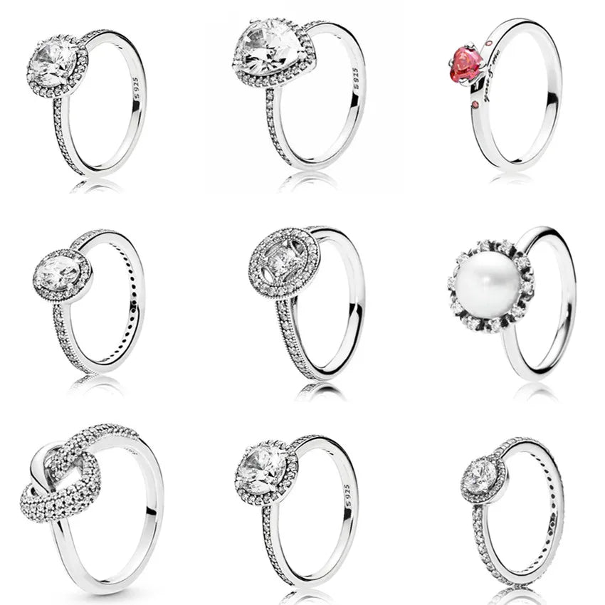 925 Sterling Silver Knotted Heart Crystal Ring | Symbol of Love Wedding & Party Jewelry for Women