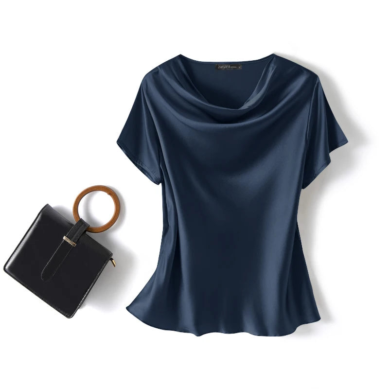 Women’s Summer ZANZEA Satin Blouse 2024 – Short Sleeve O-Neck Oversized Tunic 👚☀️