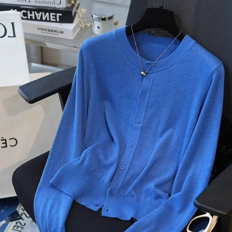 Women’s Thin Knit Cardigan Sweater | Autumn Casual Outerwear & Streetwear Jacket