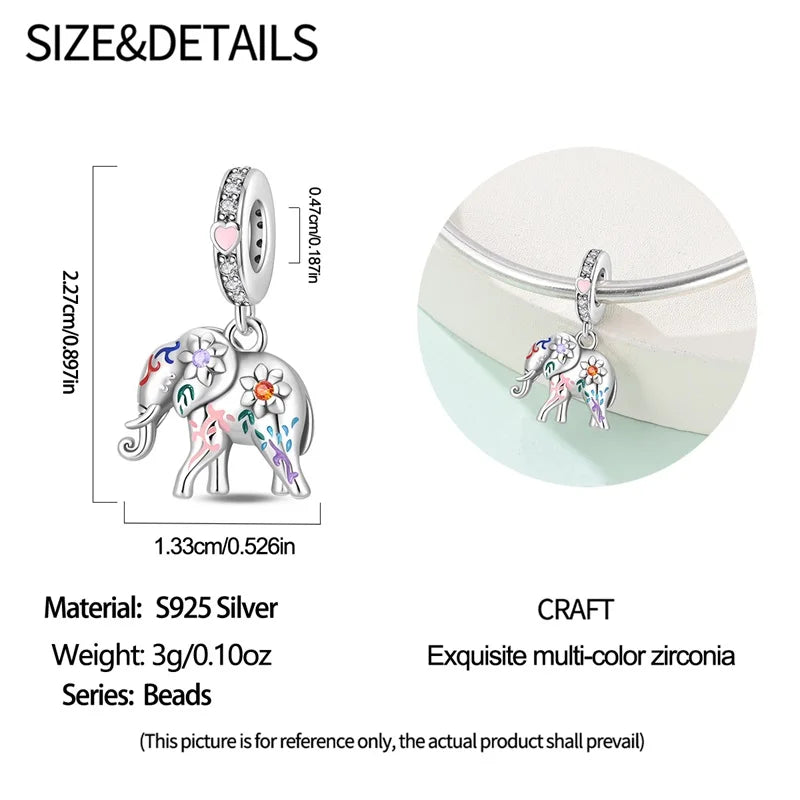 925 Sterling Silver Animal & Love Charms | Cat, Elephant, Bear, Swan & Easter Egg Beads Fit Original 3mm Bracelets DIY Jewelry