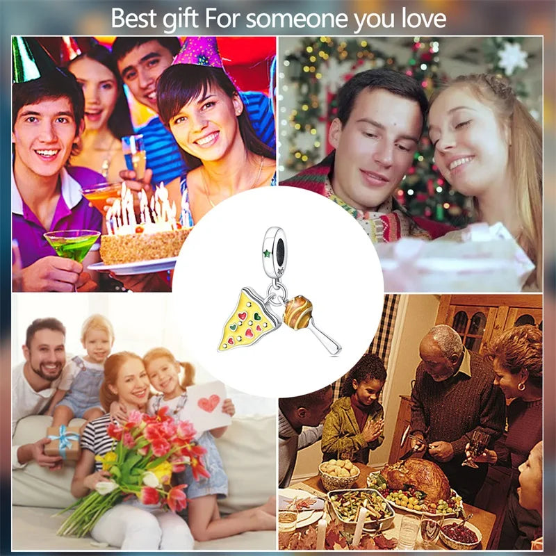 925 Sterling Silver Chocolate & Coffee Charm Beads | Fits Original Pandora Bracelet | DIY Jewelry Souvenir Gift