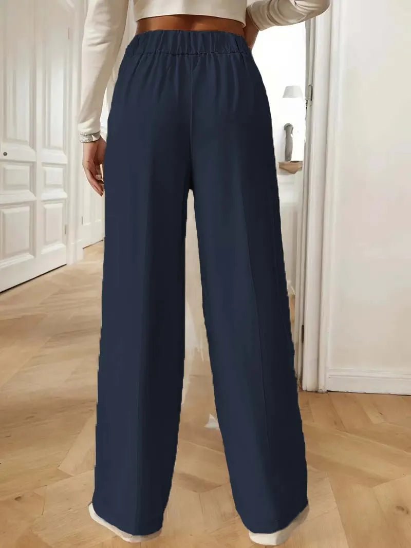 2025 Women’s High Waist Wide Leg Pants | Flowy Floor-Length Minimalist Straight Fit Trousers