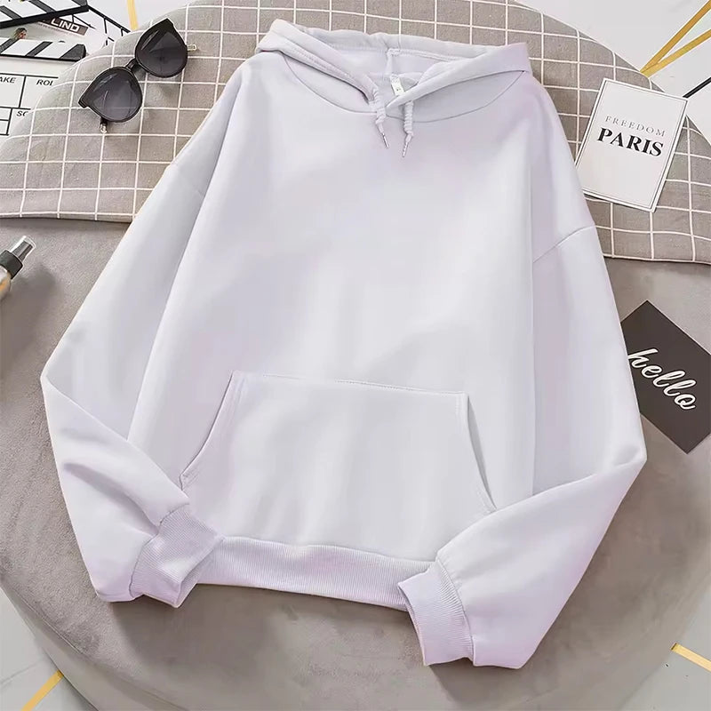 2025 White Unisex Hoodie | Casual Autumn Pullover with Pocket for Men & Women