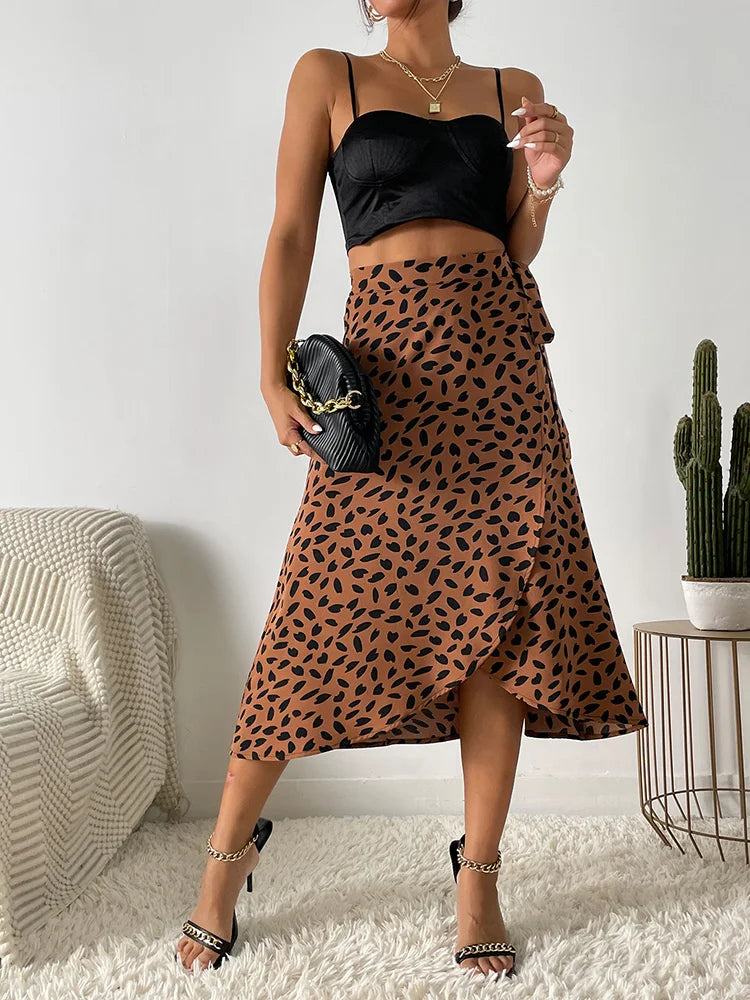 Benuynffy Boho Women’s High Waist Tie Side Wrap Skirt – Summer Asymmetrical Knee-Length A-Line Skirt