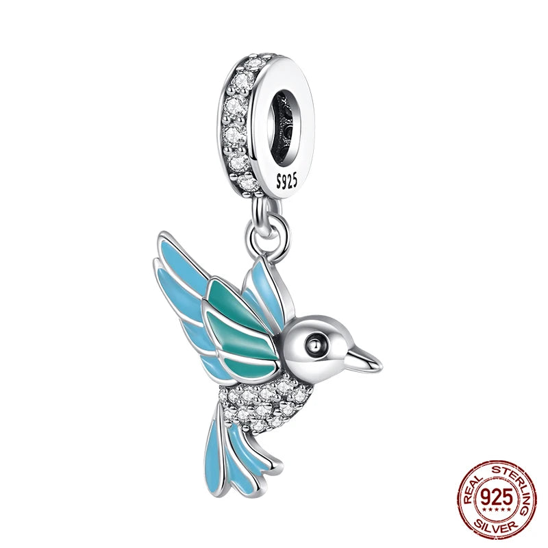 Fashion 925 Sterling Silver Colorful Butterfly Dragonfly Hummingbird Charms – Spring Series Beads Fit 925 DIY Bracelet