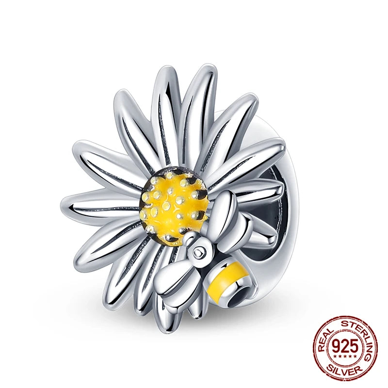 925 Sterling Silver Luminous Butterfly Star Moon Charm Bead | Round Clasp Bead for 3mm DIY Bracelet Jewelry Gift