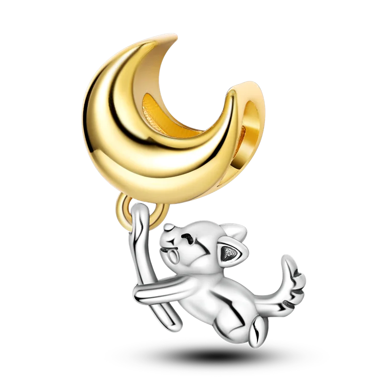 Gold Series Sun & Leopard Charm Beads – Original 925 Sterling Silver Inlaid Zircon DIY Pendants for Bracelet Jewelry Gifts