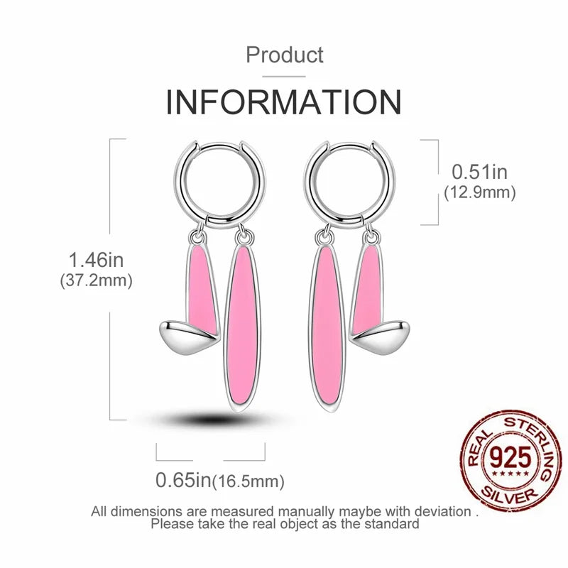 925 Sterling Silver Perfume & Fold-Eared Rabbit Hoop Earrings | Pave CZ Elegant Jewelry Gift for Women & Friends