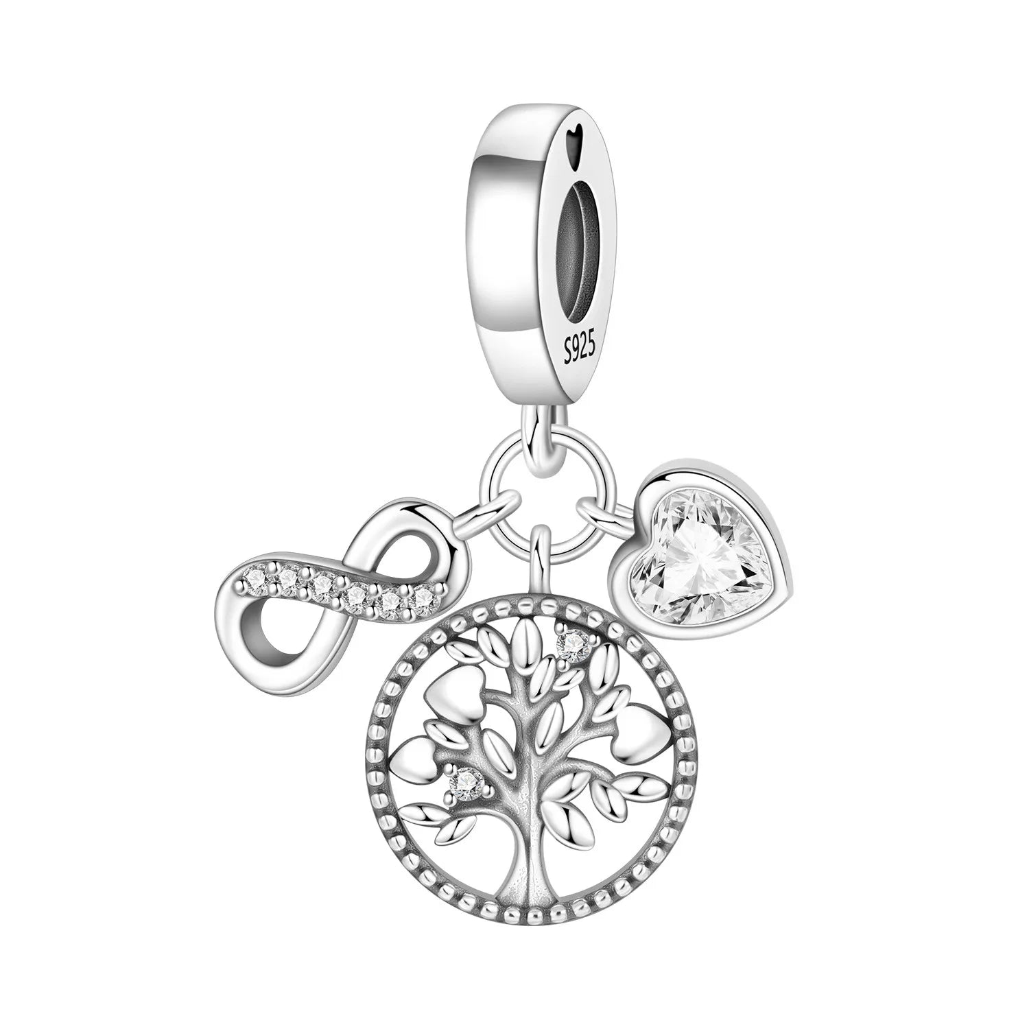 925 Sterling Silver Mother Daughter Love Embrace Pendant Charm | Heart Shaped Bracelet Bead DIY Fine Jewelry Gift