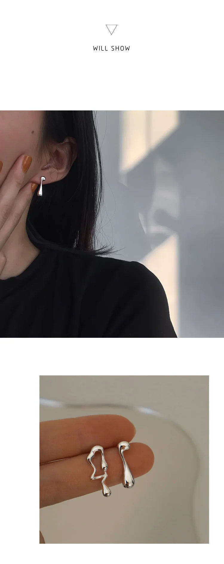 VENTFILLE 925 Sterling Silver Asymmetric Lava Earrings – Women’s Hip Hop Luxury Jewelry