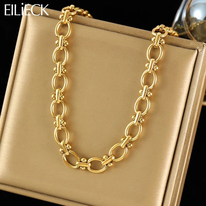 EILIECK 18K Gold Plated Stainless Steel Chain Necklace for Women – Waterproof Fashion Jewelry Gift