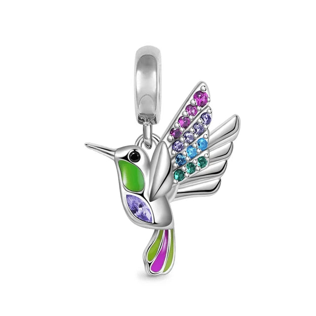 925 Sterling Silver Hummingbird & Swallow Pendant Charm | Fits Original European Bracelet DIY Women Jewelry