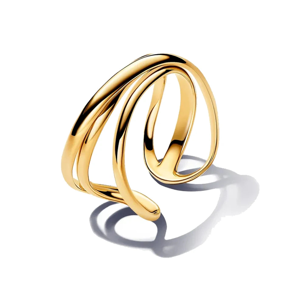 925 Sterling Silver Women's Golden Charm Pearl Ring | Retro Party & Anniversary Jewelry