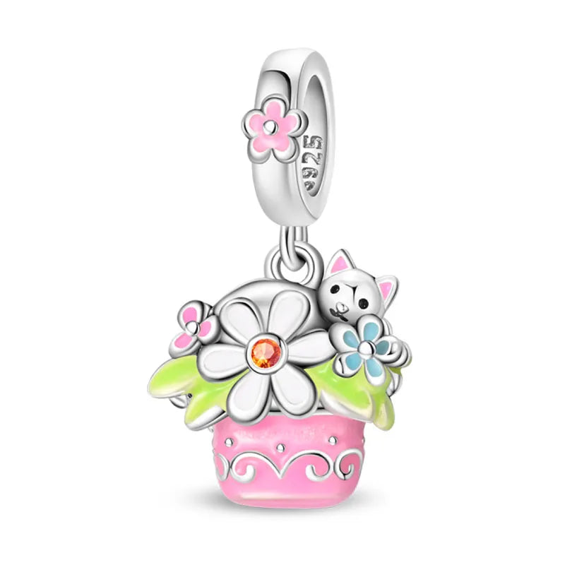 100% 925 Sterling Silver Teddy Bear, Kitten, Puppy & Elephant Luminous Firefly Charms | Sweet Beads Fit Pandora Bracelet Fine Jewelry