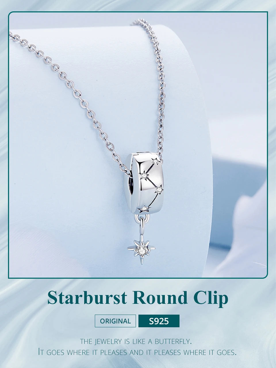 BISAER 925 Sterling Silver Clip Spacer Charm – Star & Cross Stopper Bead Fit Pandora Bracelet DIY Women’s Jewelry